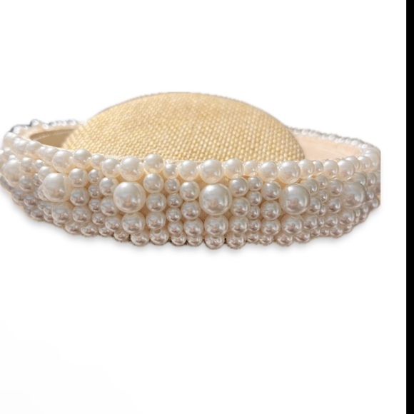 Pearl headband faux pearls beaded with inside ribbon very comfortable New - Picture 11 of 15